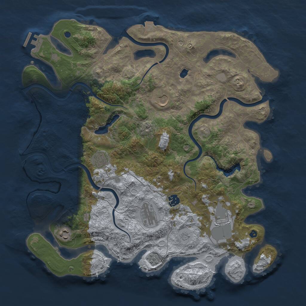 Rust Map: Procedural Map, Size: 4000, Seed: 637697, 12 Monuments