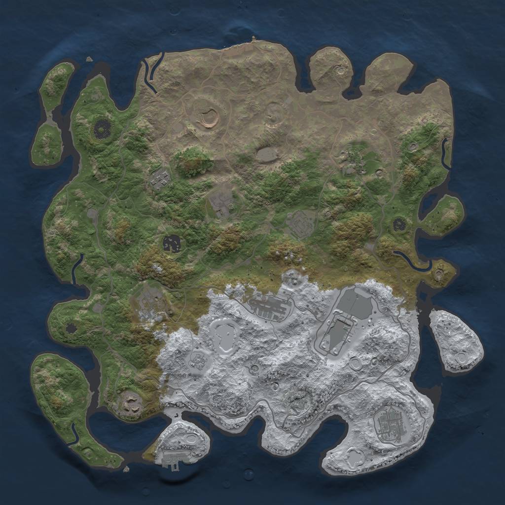 Rust Map: Procedural Map, Size: 4000, Seed: 725704, 20 Monuments