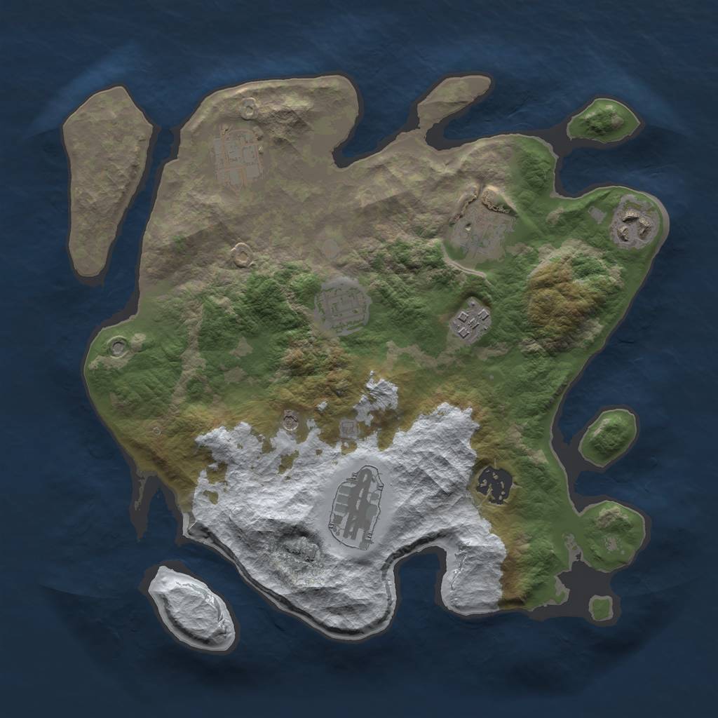 Rust Map: Barren, Size: 3000, Seed: 2100, 10 Monuments