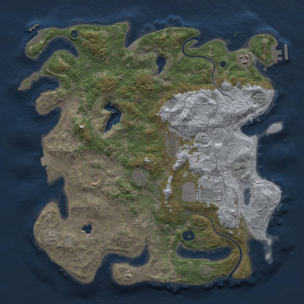 Rust Map: Procedural Map, Size: 4000, Seed: 798399, 13 Monuments