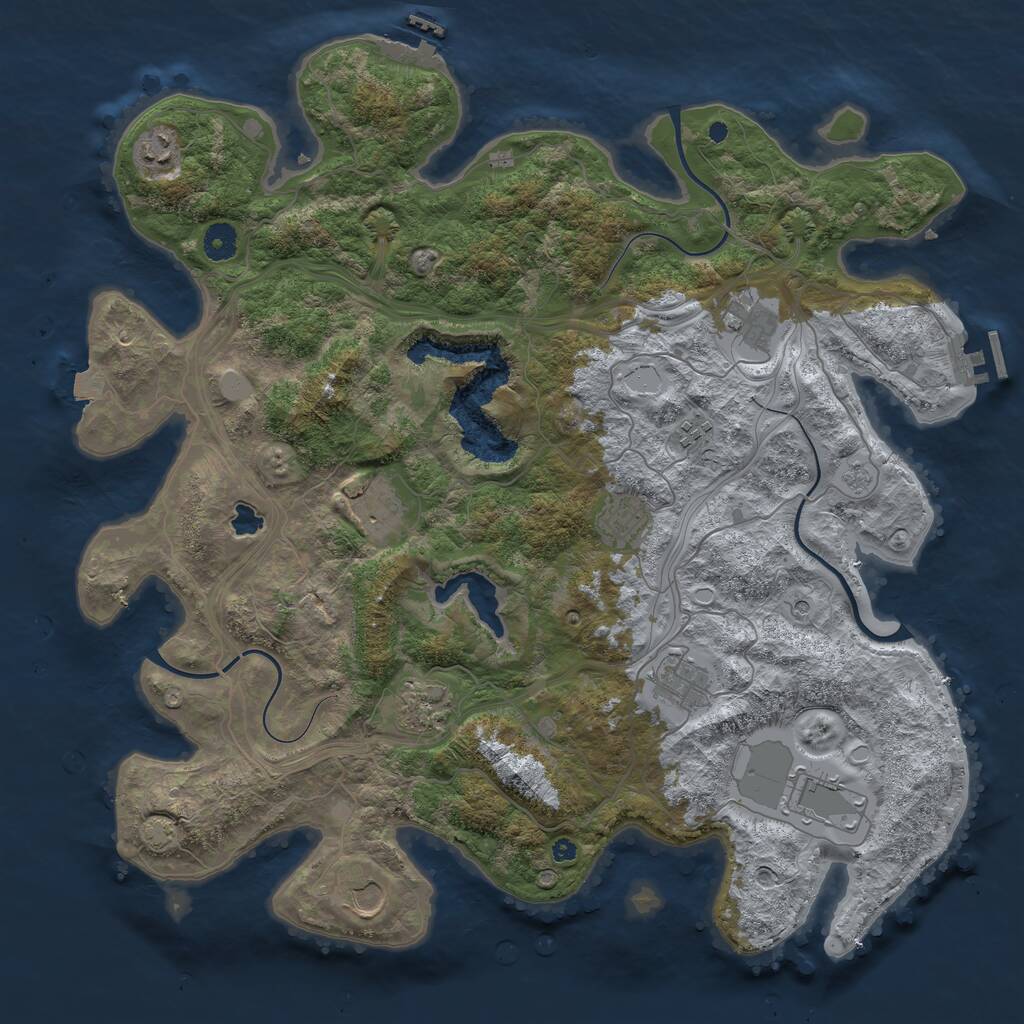 Rust Map: Procedural Map, Size: 4250, Seed: 1232404407, 15 Monuments