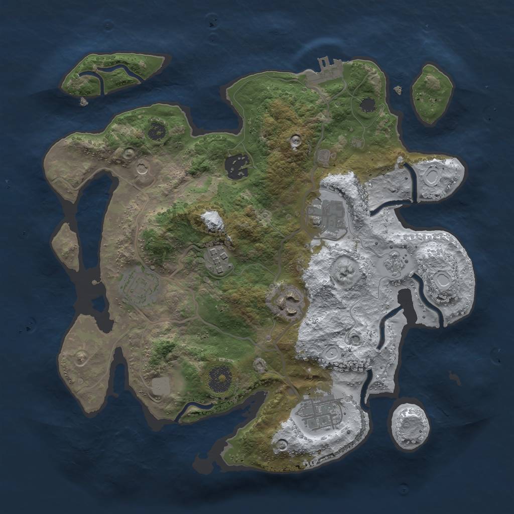 Rust Map: Procedural Map, Size: 3000, Seed: 45326, 14 Monuments