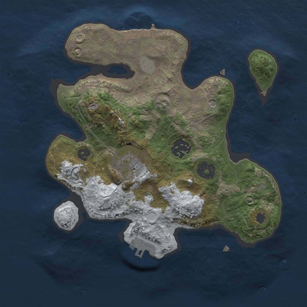 Rust Map: Procedural Map, Size: 2500, Seed: 692807391, 10 Monuments