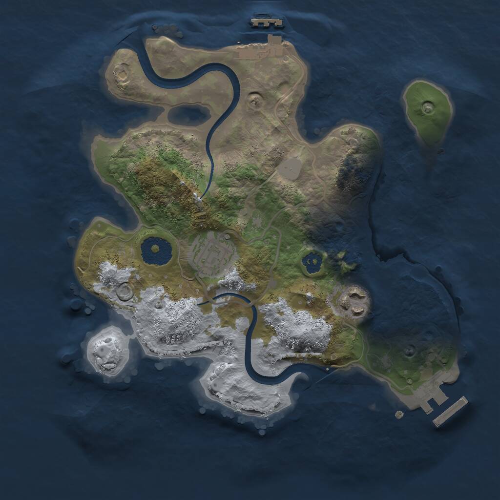 Rust Map: Procedural Map, Size: 2500, Seed: 692807391, 5 Monuments