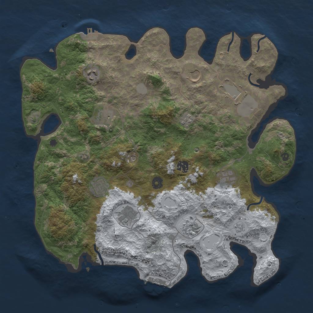 Rust Map: Procedural Map, Size: 3850, Seed: 255201759, 19 Monuments