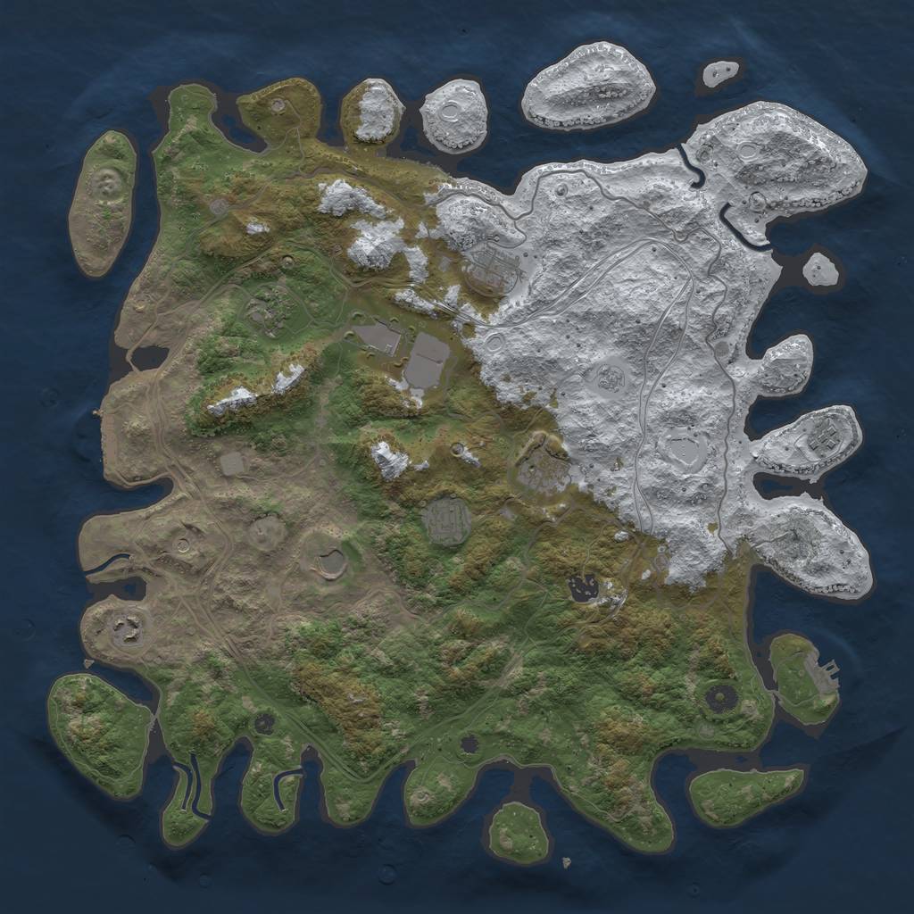Rust Map: Procedural Map, Size: 4500, Seed: 889913579, 18 Monuments