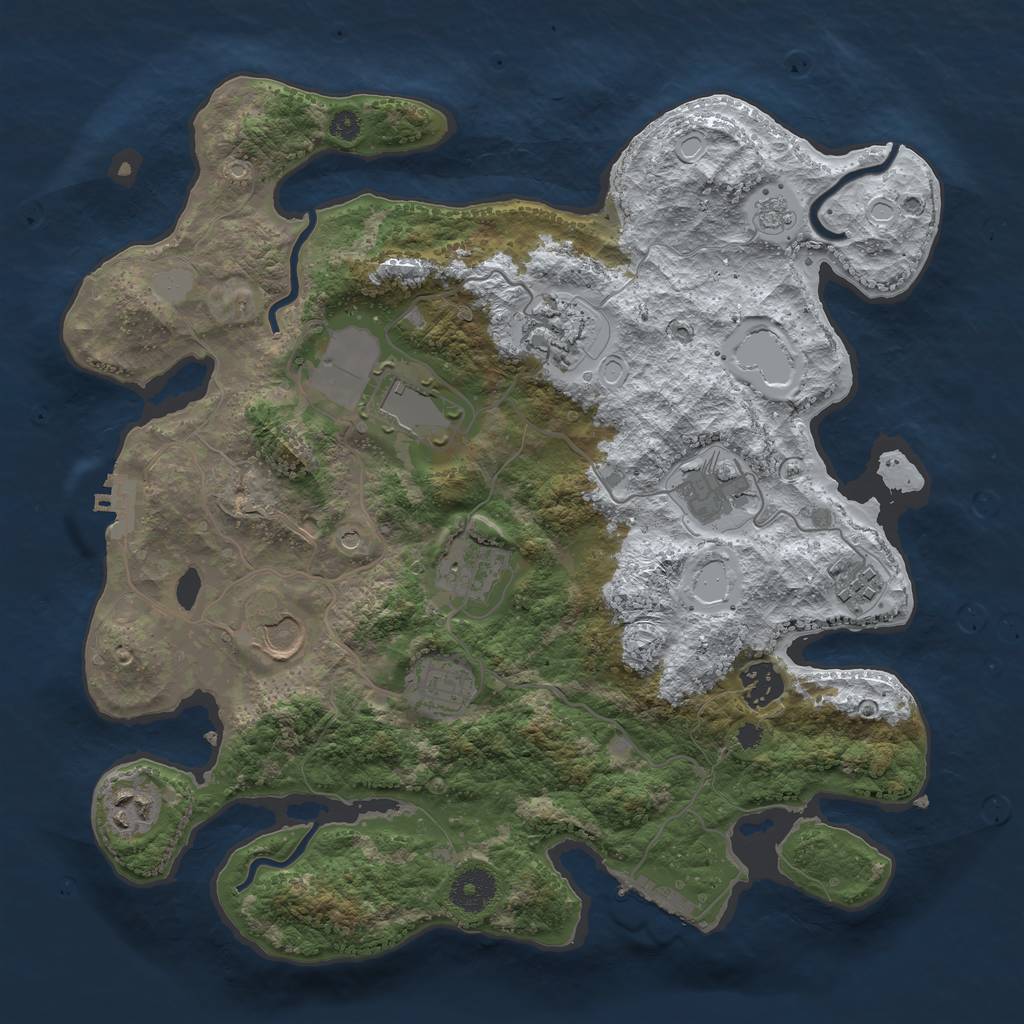 Rust Map: Procedural Map, Size: 3500, Seed: 1340984334, 18 Monuments