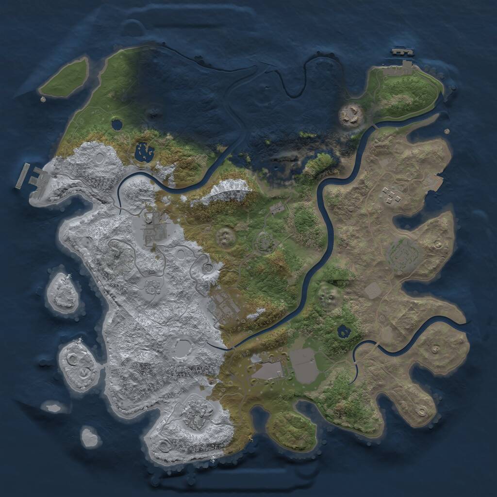 Rust Map: Procedural Map, Size: 3700, Seed: 1723401789, 15 Monuments