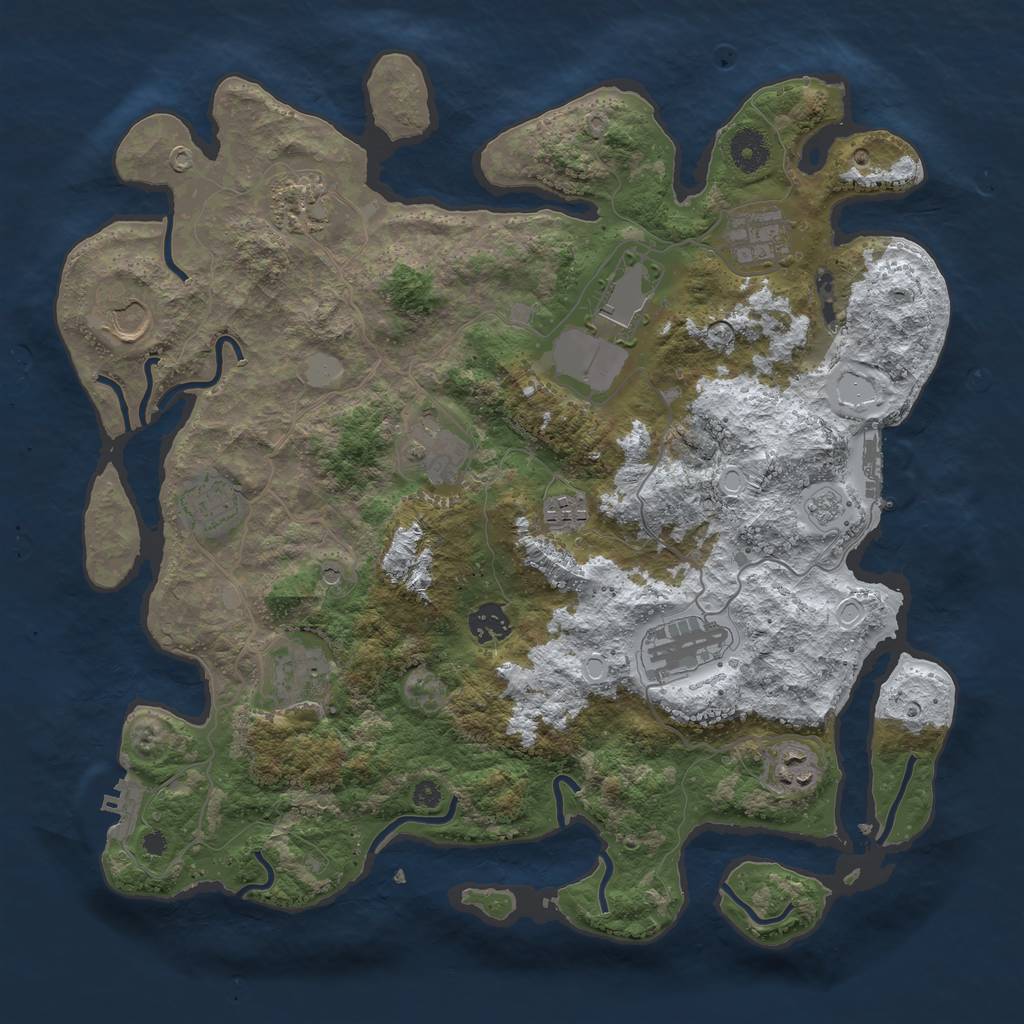 Rust Map: Procedural Map, Size: 3800, Seed: 669, 20 Monuments