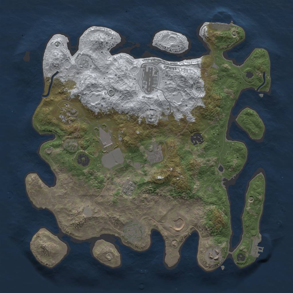 Rust Map: Procedural Map, Size: 3500, Seed: 77446232, 18 Monuments