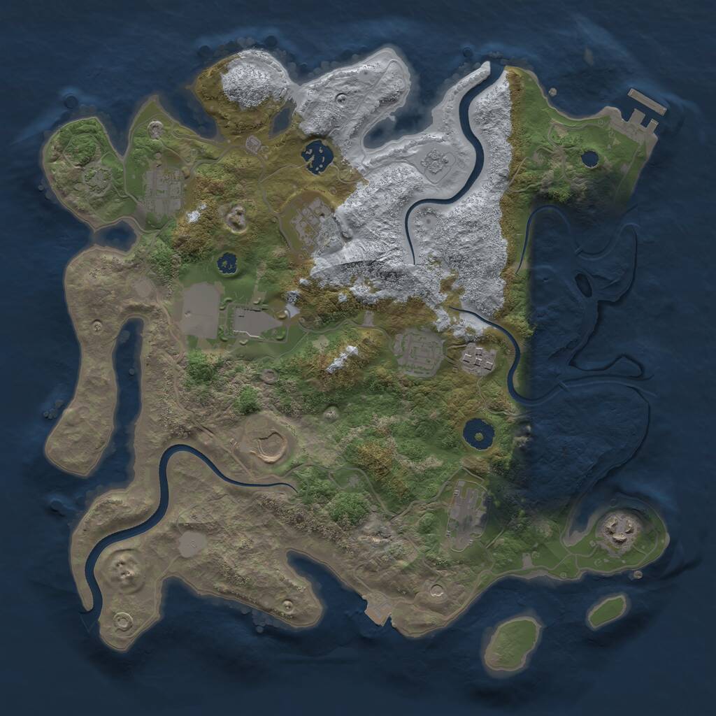 Rust Map: Procedural Map, Size: 3500, Seed: 744516050, 14 Monuments