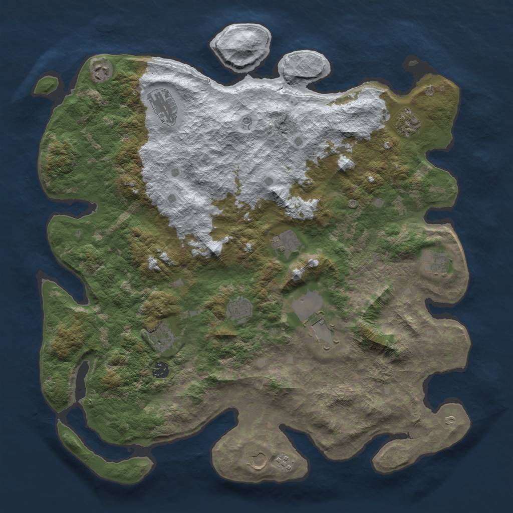 Rust Map: Barren, Size: 4500, Seed: 67830, 14 Monuments
