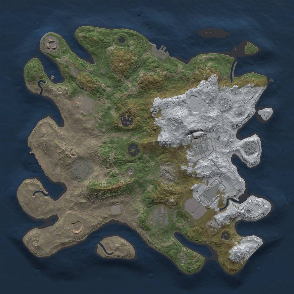 Rust Map: Procedural Map, Size: 3500, Seed: 2440925, 18 Monuments