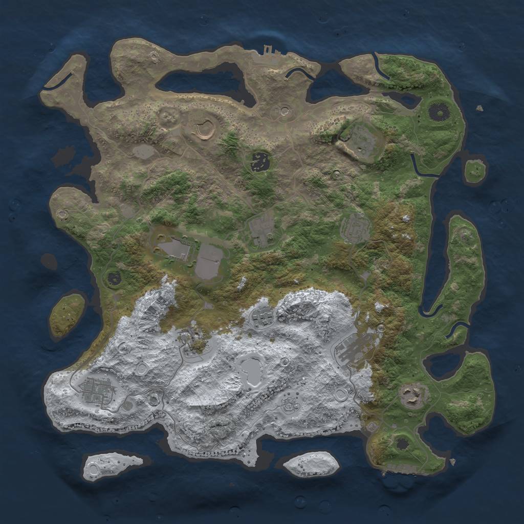 Rust Map: Procedural Map, Size: 3950, Seed: 1198464951, 20 Monuments