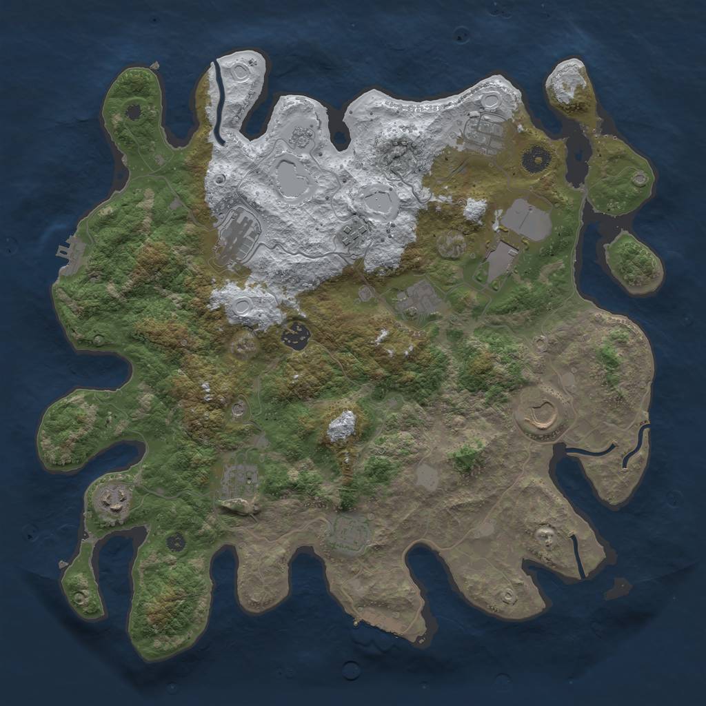 Rust Map: Procedural Map, Size: 3900, Seed: 1114669103, 19 Monuments