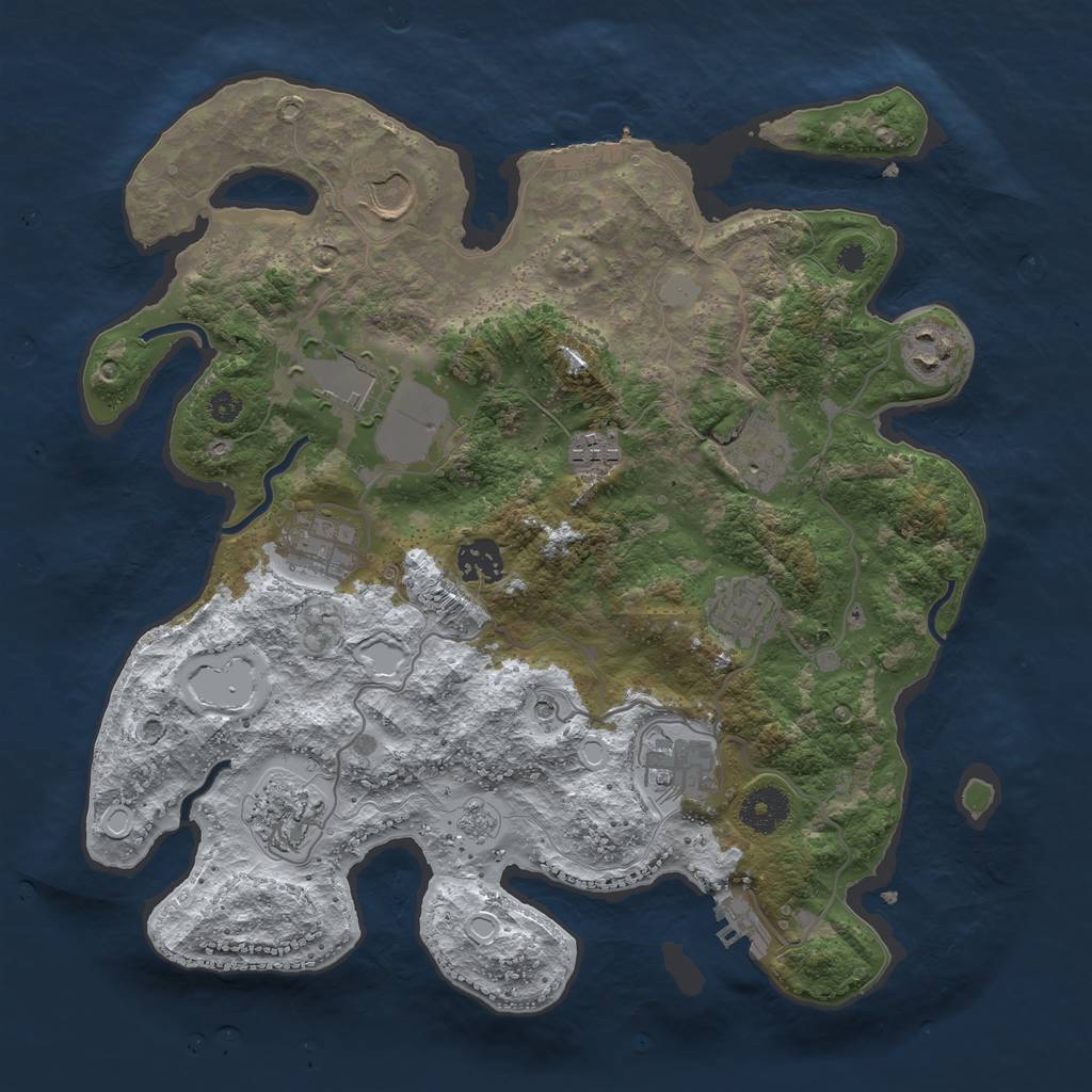 Rust Map: Procedural Map, Size: 3500, Seed: 821925735, 19 Monuments