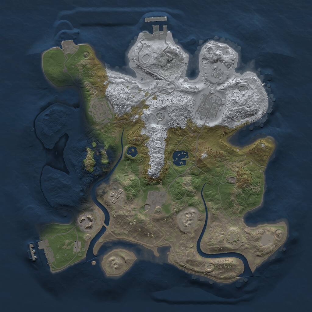 Rust Map: Procedural Map, Size: 2916, Seed: 13825, 12 Monuments