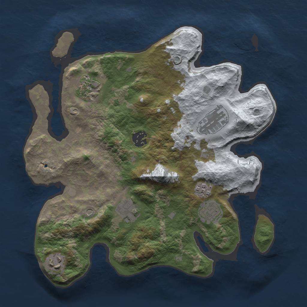 Rust Map: Barren, Size: 3000, Seed: 1983114866, 10 Monuments