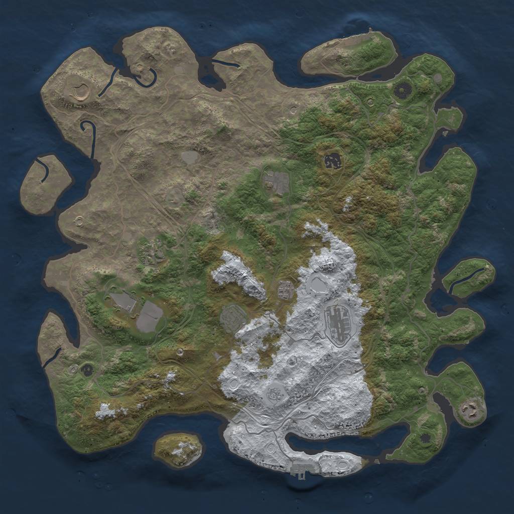 Rust Map: Procedural Map, Size: 4500, Seed: 1879008140, 18 Monuments