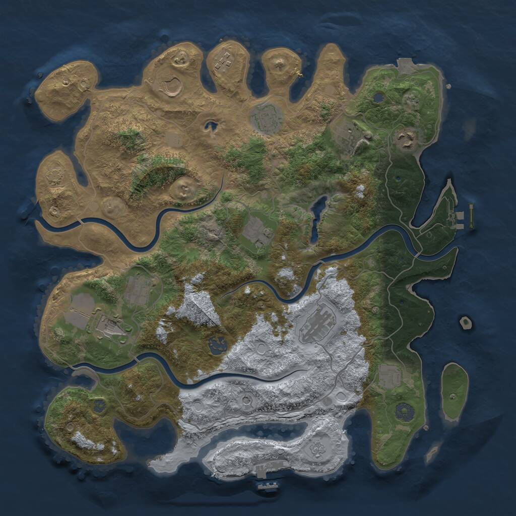 Rust Map: Procedural Map, Size: 4000, Seed: 86452, 16 Monuments
