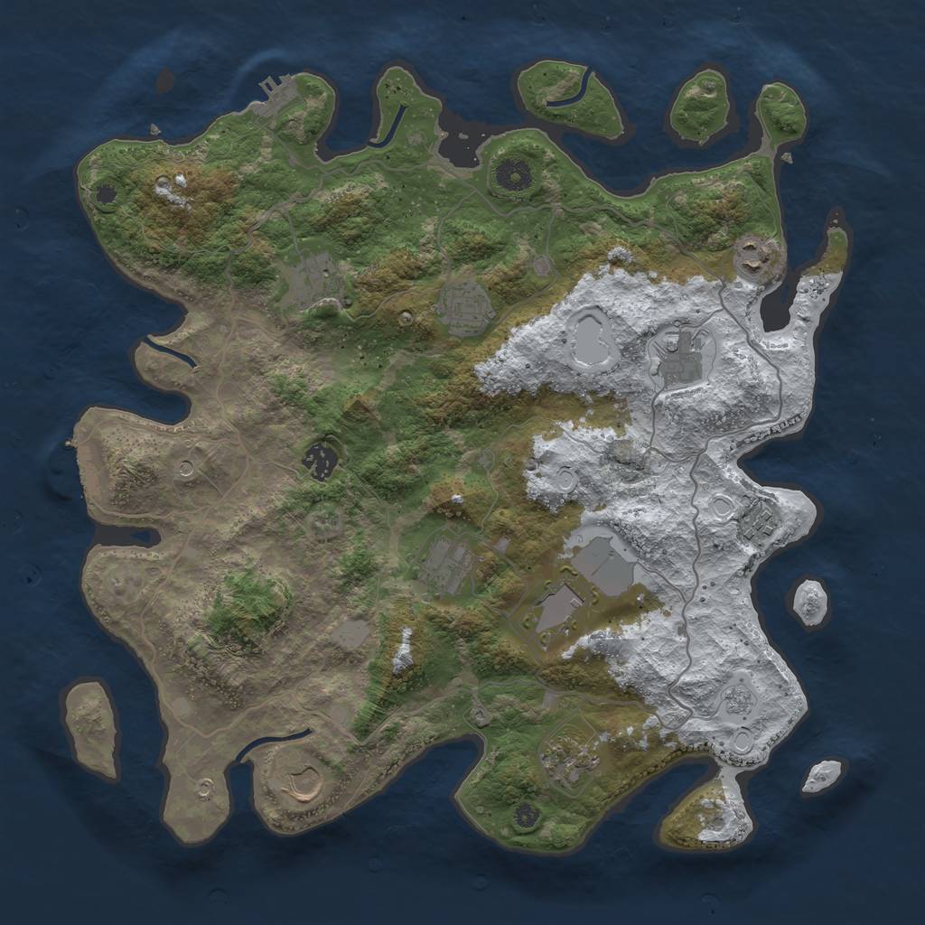 Rust Map: Procedural Map, Size: 4000, Seed: 1811119600, 19 Monuments