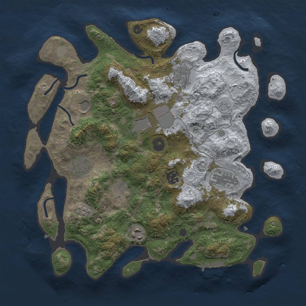Rust Map: Procedural Map, Size: 3500, Seed: 119933560, 17 Monuments