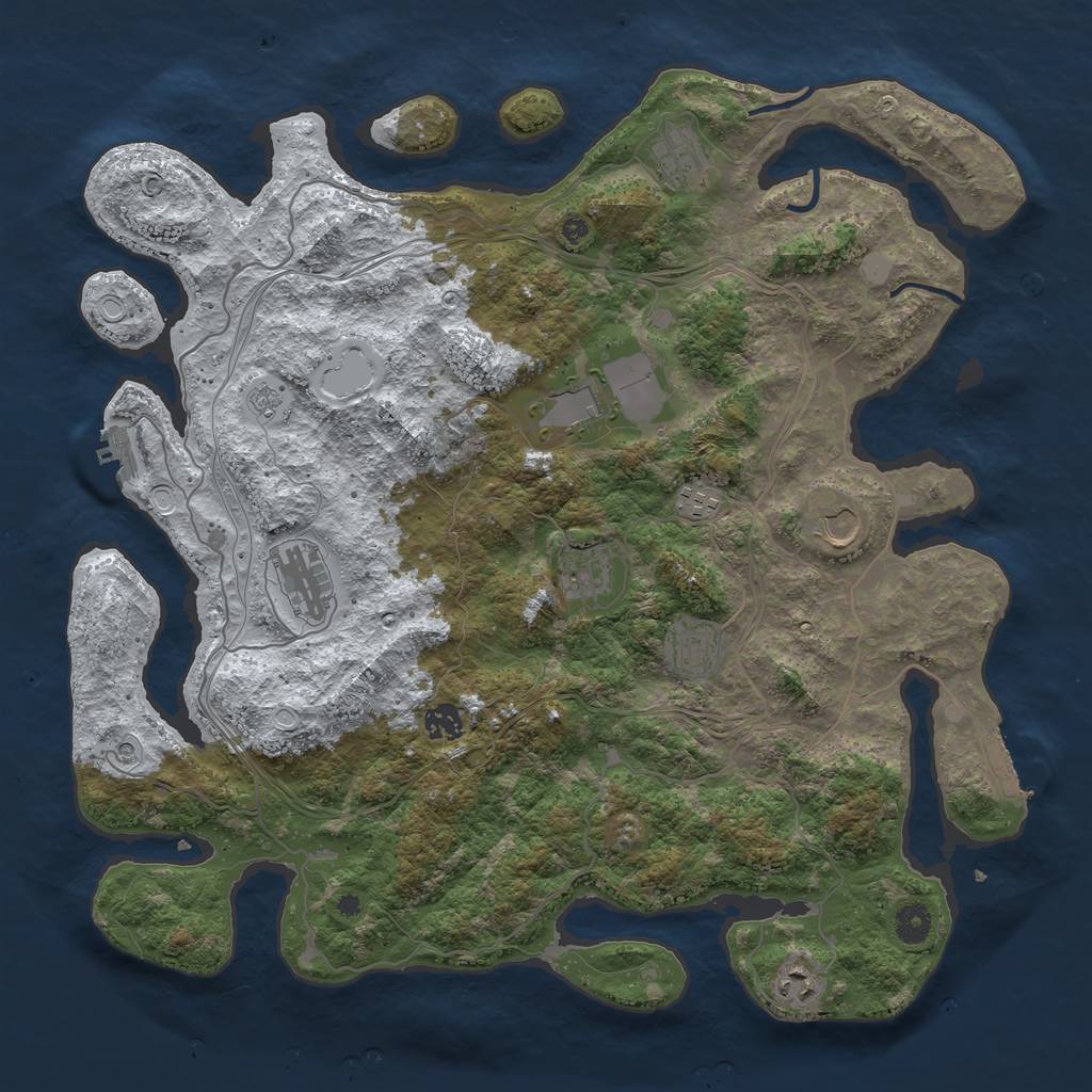 Rust Map: Procedural Map, Size: 4250, Seed: 69081950, 18 Monuments
