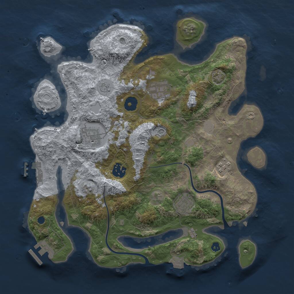 Rust Map: Procedural Map, Size: 3200, Seed: 1072305839, 11 Monuments