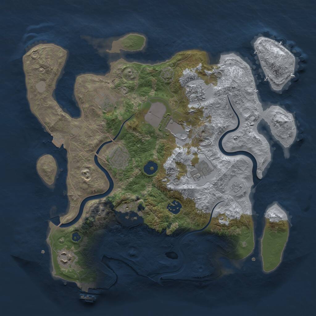 Rust Map: Procedural Map, Size: 3500, Seed: 1729202487, 14 Monuments