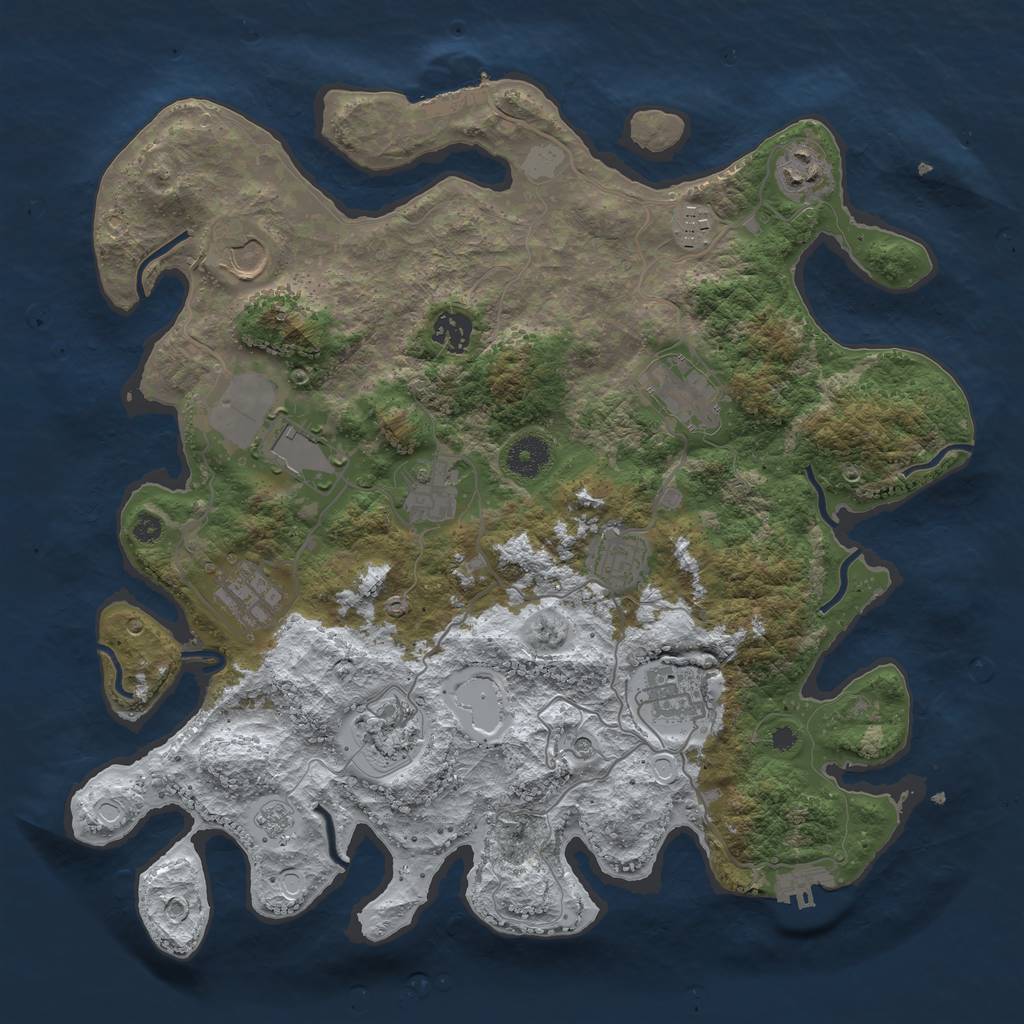 Rust Map: Procedural Map, Size: 3750, Seed: 252299986, 20 Monuments