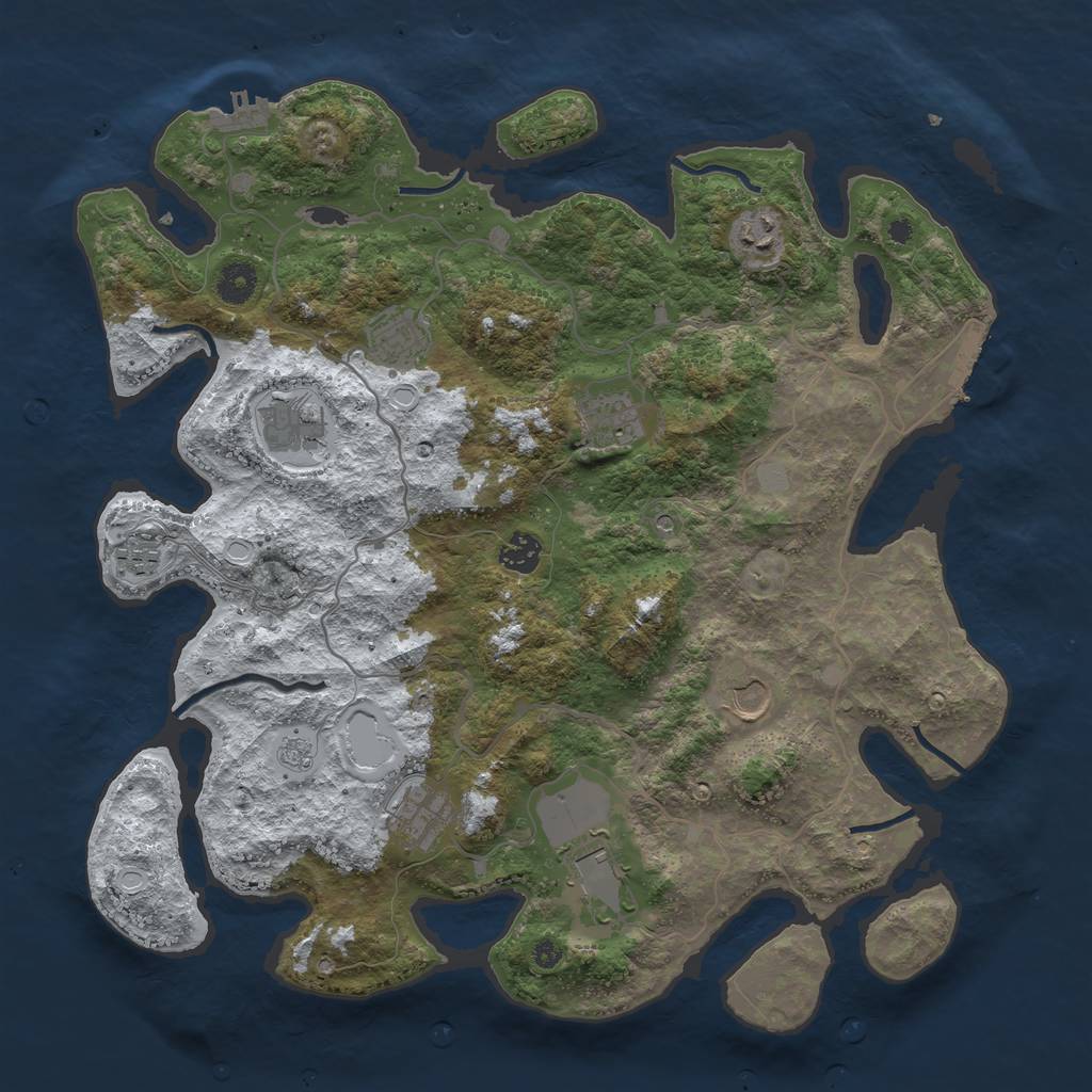 Rust Map: Procedural Map, Size: 4000, Seed: 1657808714, 18 Monuments