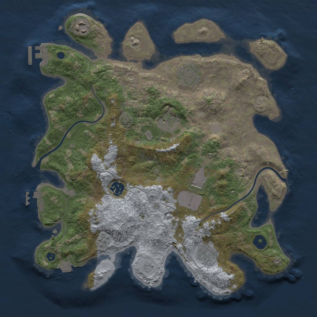 Rust Map: Procedural Map, Size: 3500, Seed: 161365, 13 Monuments