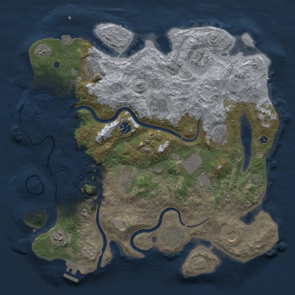 Rust Map: Procedural Map, Size: 3850, Seed: 50298758, 17 Monuments