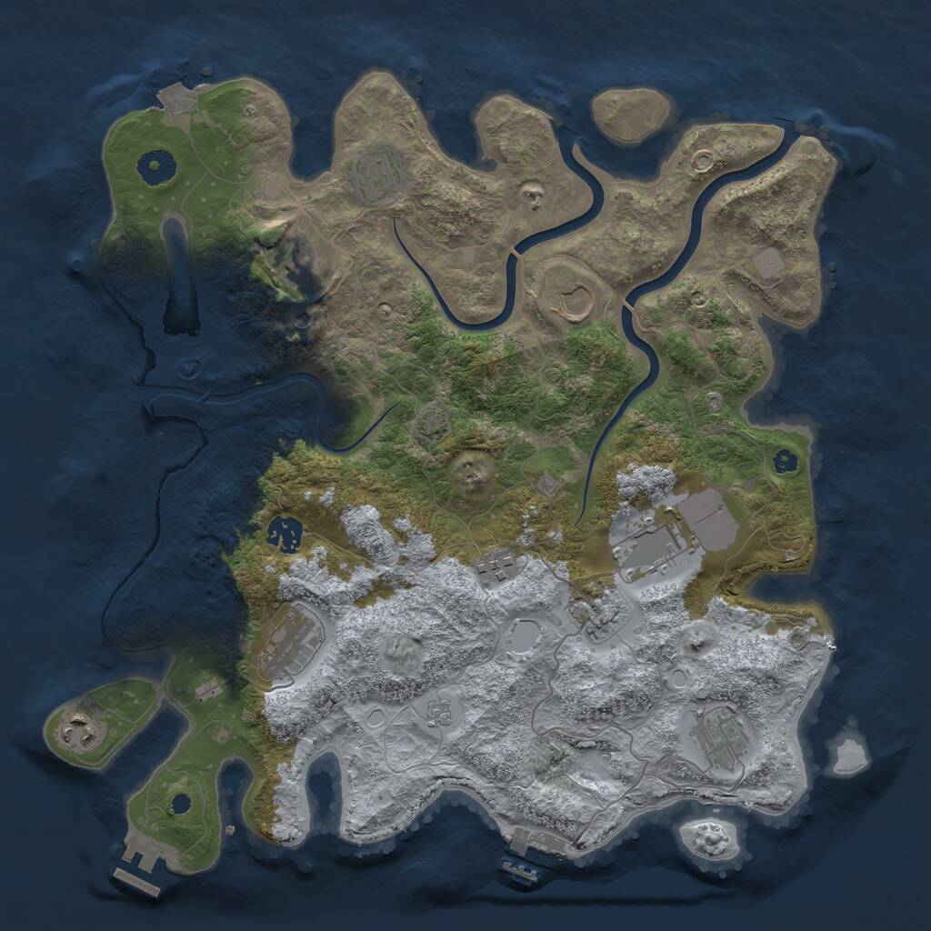 Rust Map: Procedural Map, Size: 3850, Seed: 937801174, 16 Monuments