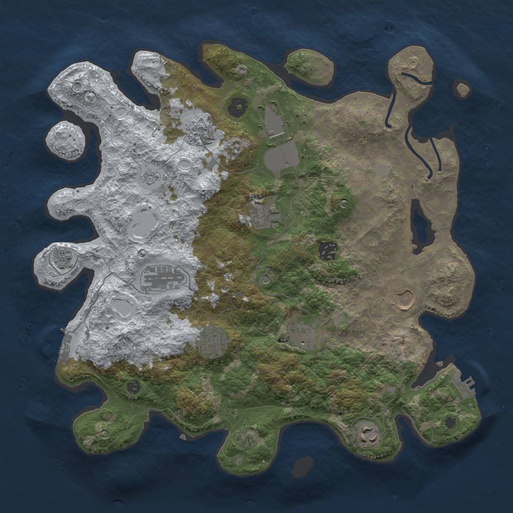 Rust Map: Procedural Map, Size: 3850, Seed: 1494092604, 19 Monuments