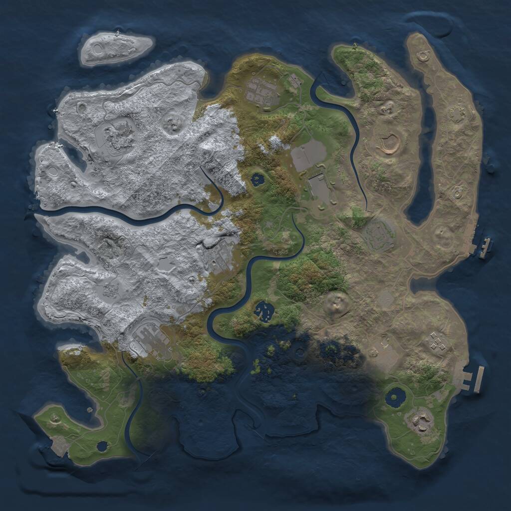 Rust Map: Procedural Map, Size: 3850, Seed: 1735813854, 17 Monuments