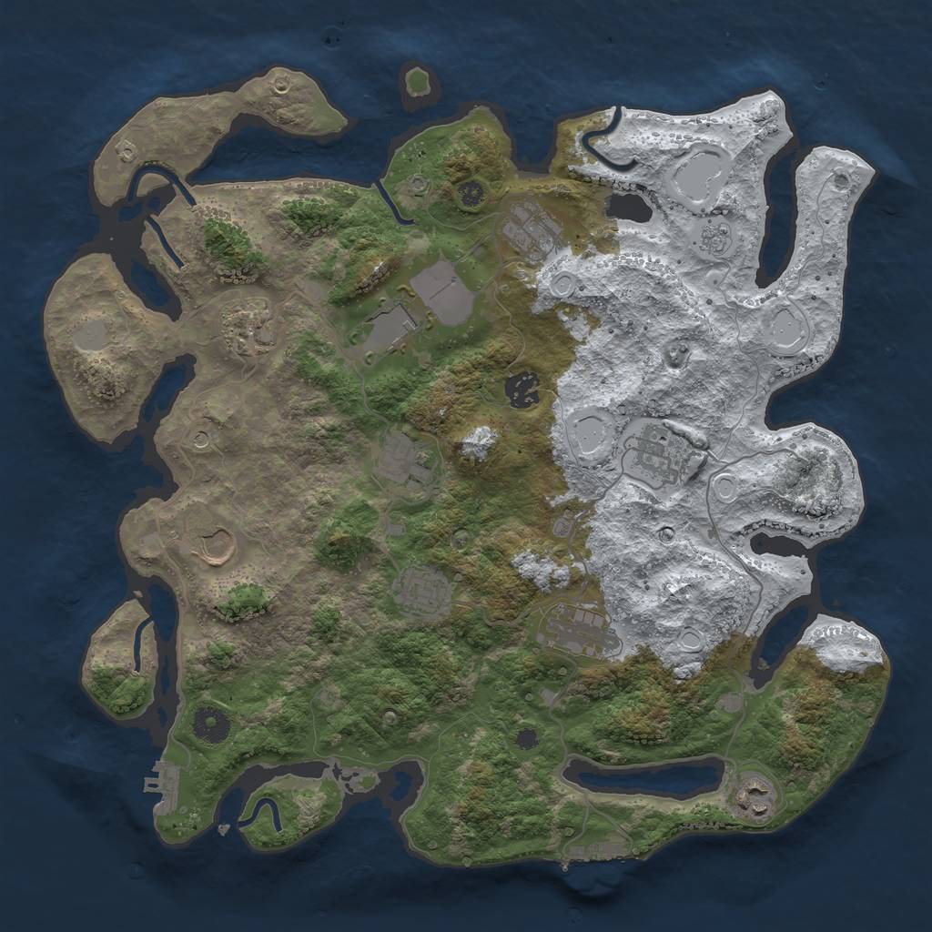 Rust Map: Procedural Map, Size: 3800, Seed: 2095963189, 19 Monuments