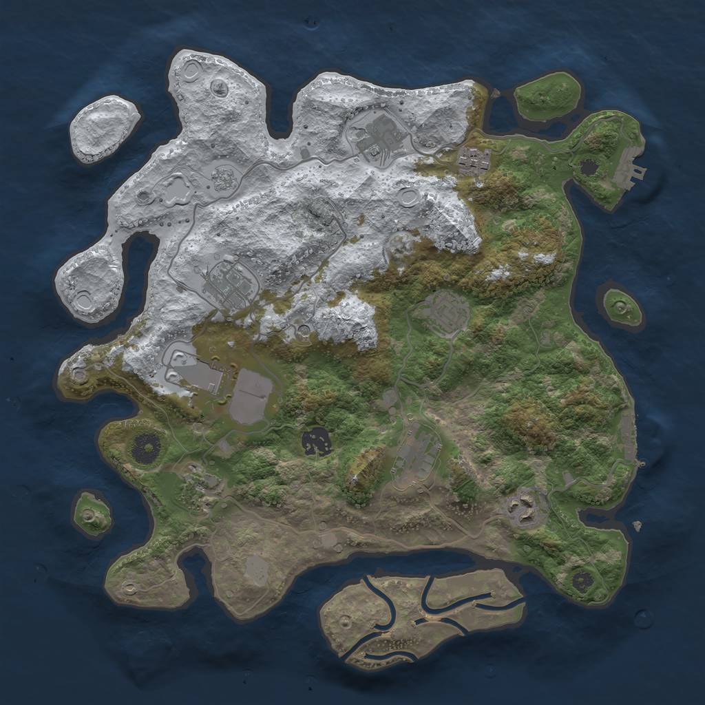 Rust Map: Procedural Map, Size: 3500, Seed: 612412, 18 Monuments