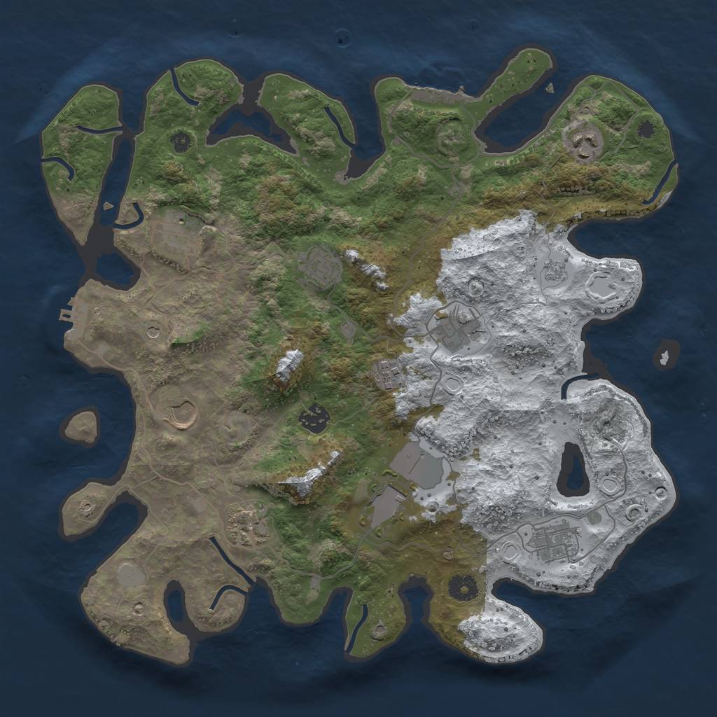 Rust Map: Procedural Map, Size: 3750, Seed: 294435993, 19 Monuments