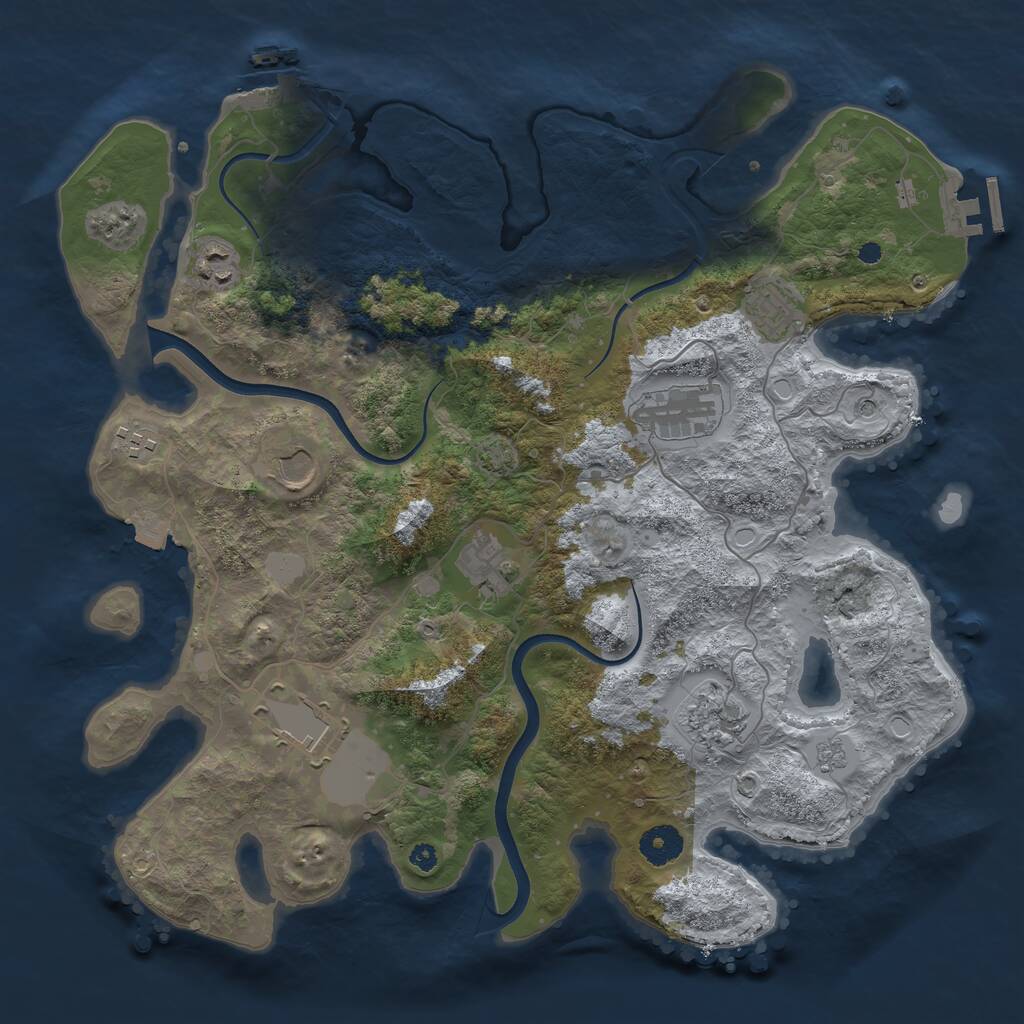 Rust Map: Procedural Map, Size: 3750, Seed: 294435993, 14 Monuments