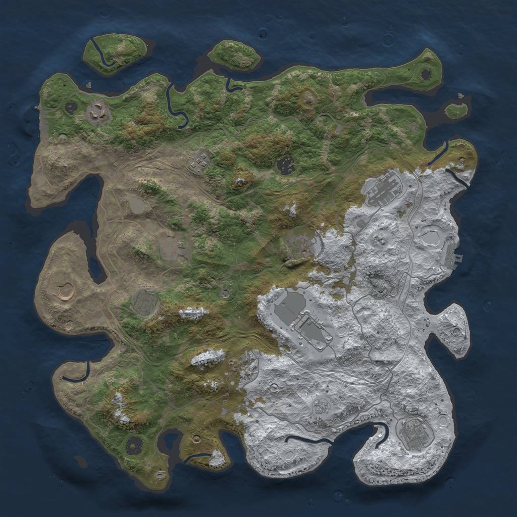 Rust Map: Procedural Map, Size: 4250, Seed: 2028291170, 20 Monuments