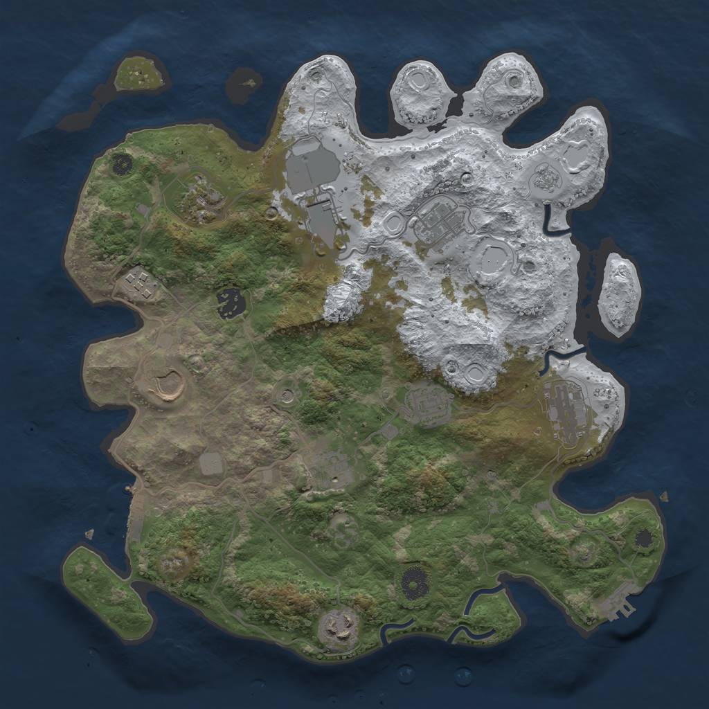 Rust Map: Procedural Map, Size: 3500, Seed: 18602, 19 Monuments