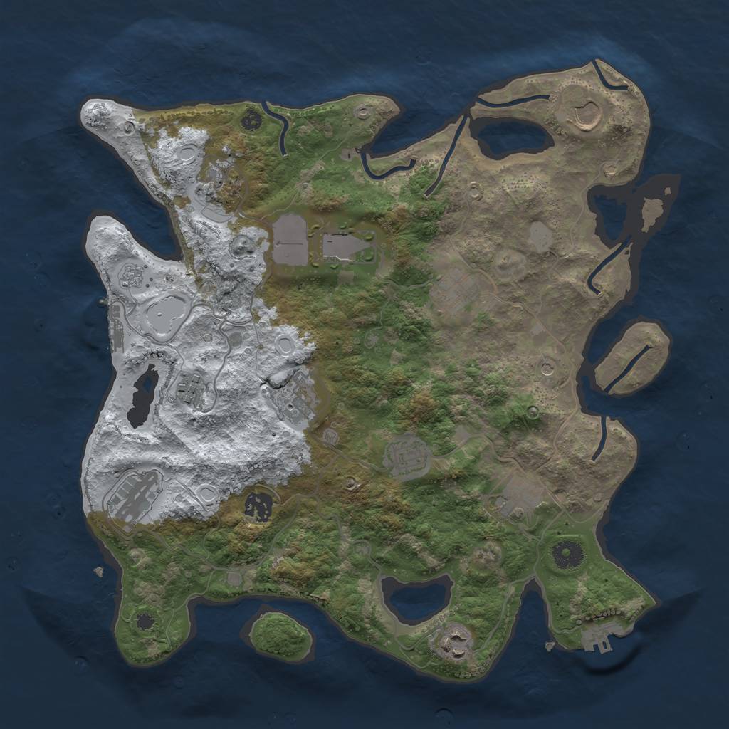 Rust Map: Procedural Map, Size: 3700, Seed: 2051310628, 20 Monuments