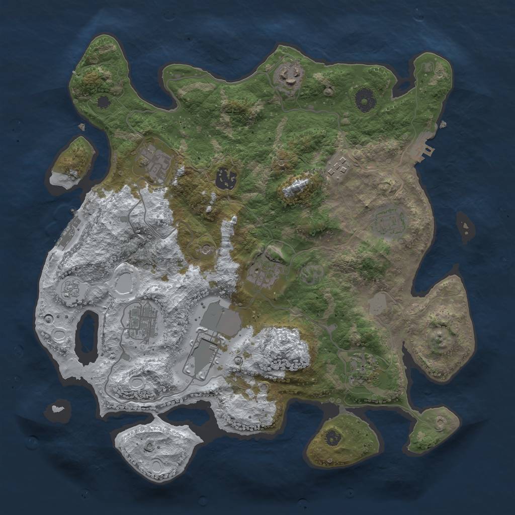 Rust Map: Procedural Map, Size: 3500, Seed: 3594, 18 Monuments