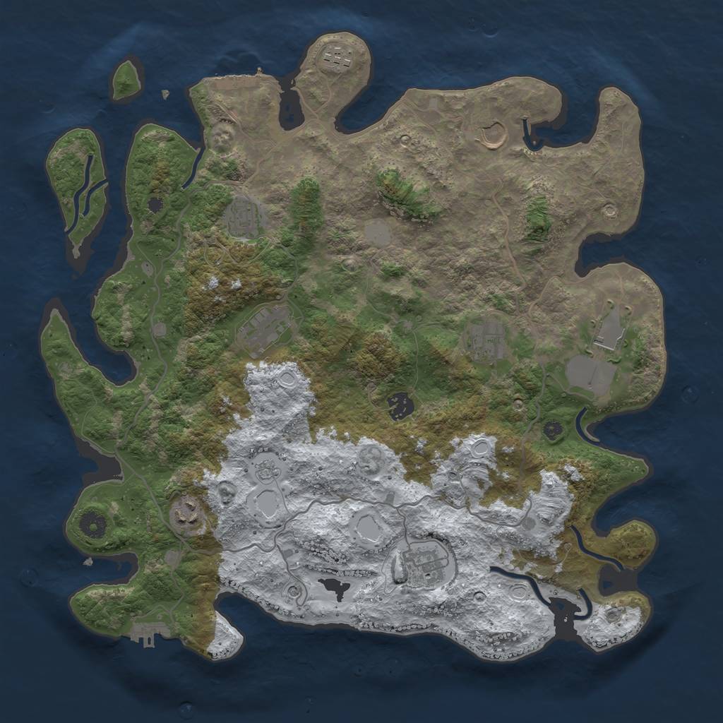 Rust Map: Procedural Map, Size: 4000, Seed: 396204, 18 Monuments