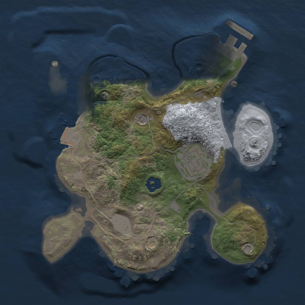 Rust Map: Procedural Map, Size: 2000, Seed: 873164, 4 Monuments