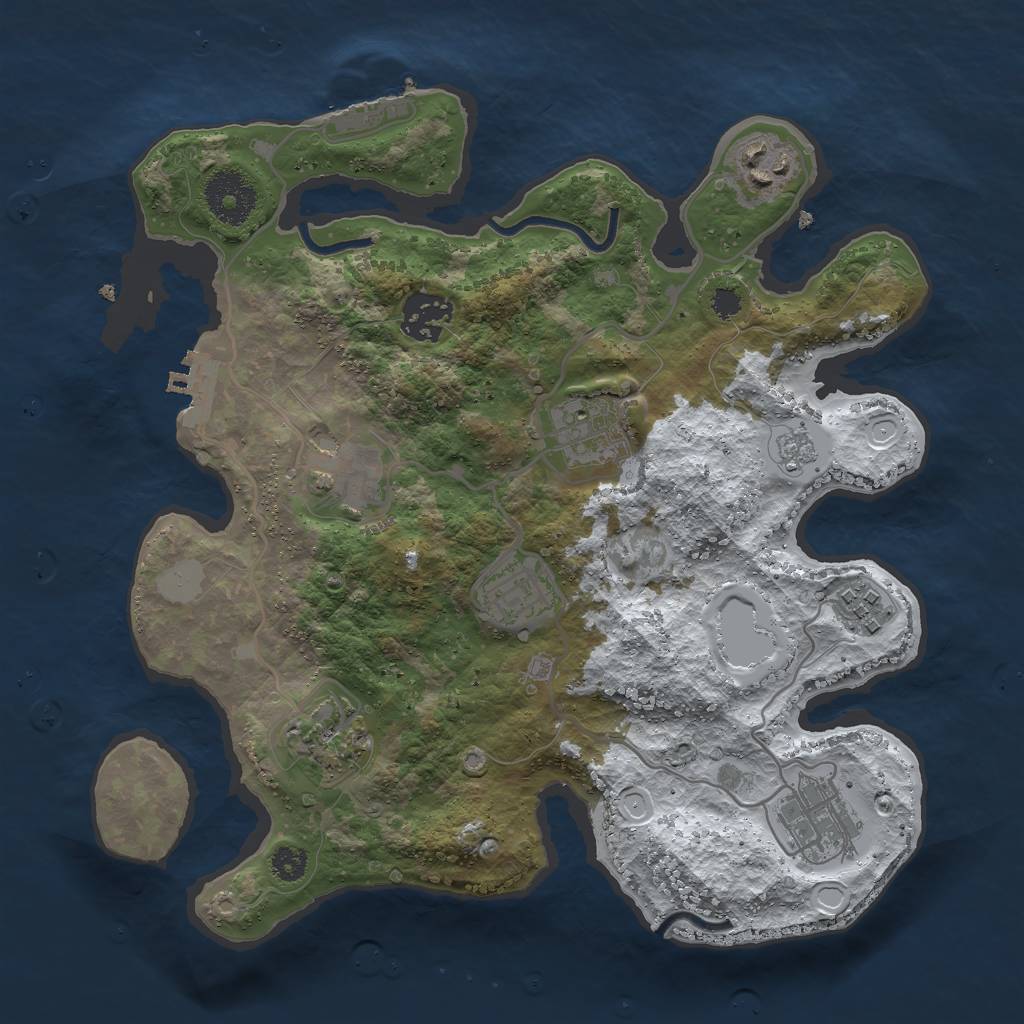 Rust Map: Procedural Map, Size: 3000, Seed: 137835314, 16 Monuments