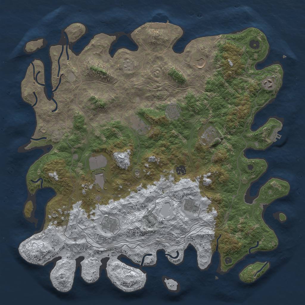 Rust Map: Procedural Map, Size: 4500, Seed: 4304203, 19 Monuments