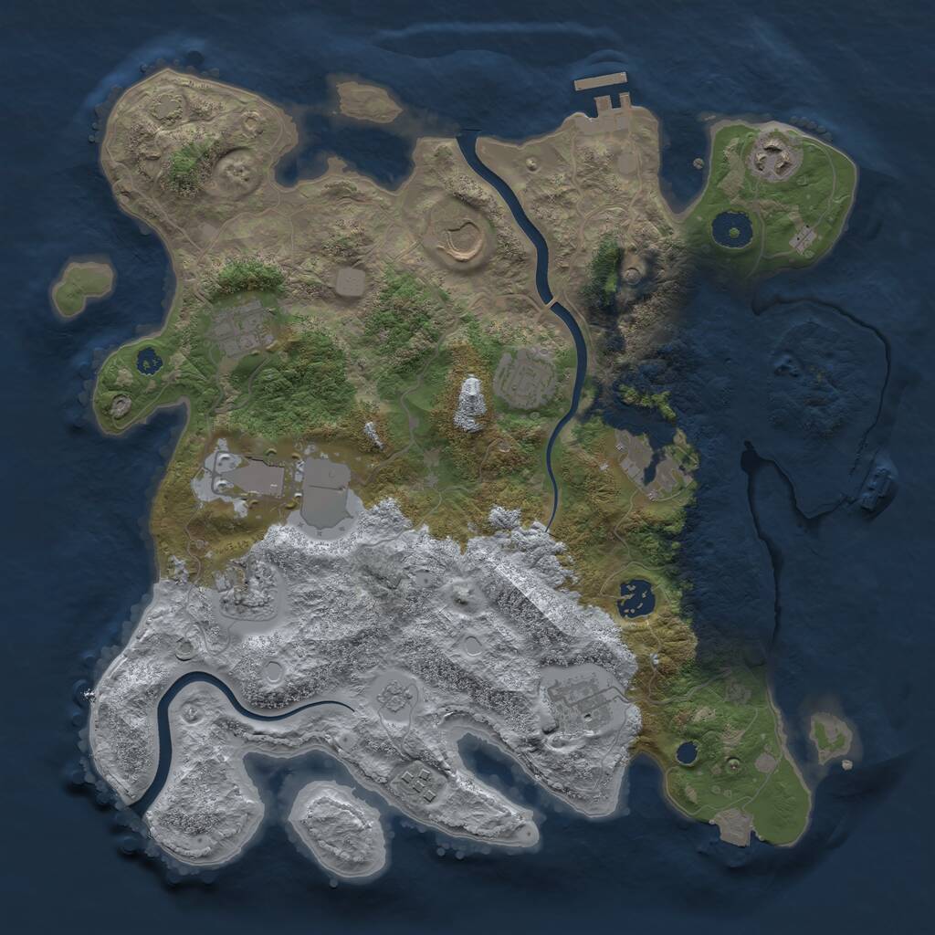 Rust Map: Procedural Map, Size: 3600, Seed: 87412, 16 Monuments
