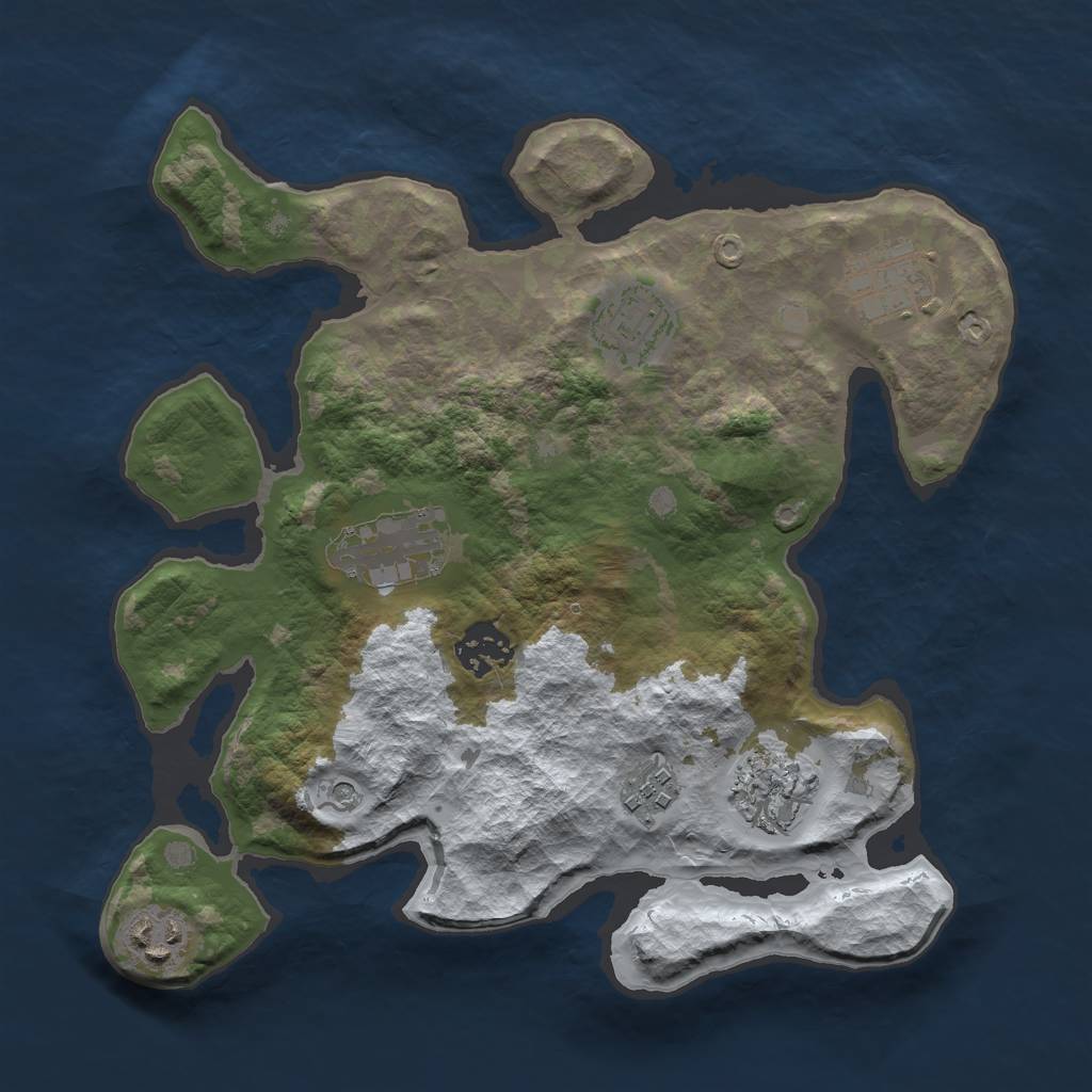 Rust Map: Barren, Size: 3000, Seed: 674337767, 10 Monuments